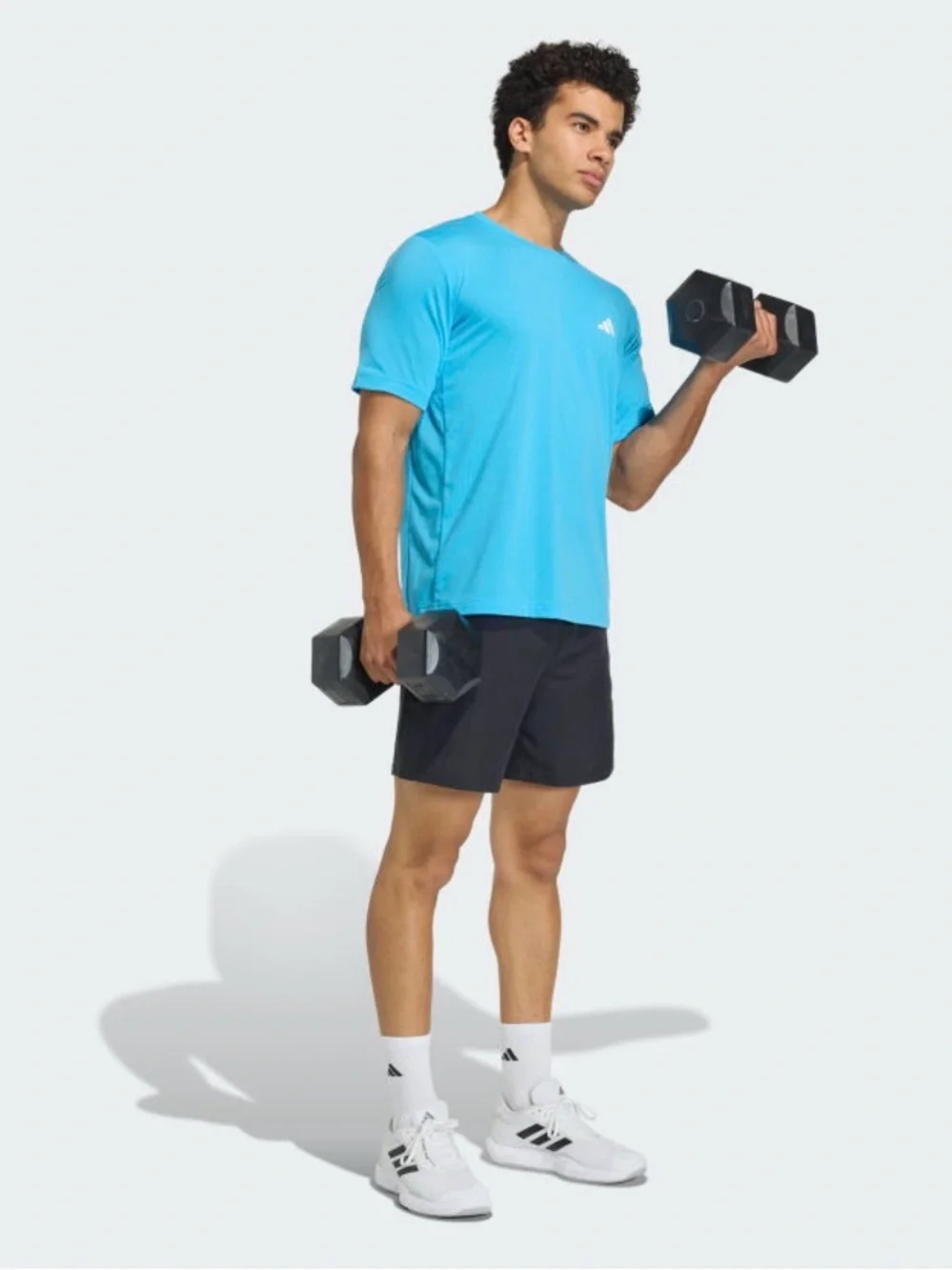 NEW MENS ADIDAS WORKOUT ESSENTIALS FEELREADY T-SHIRT Aquamarine Blue L Large